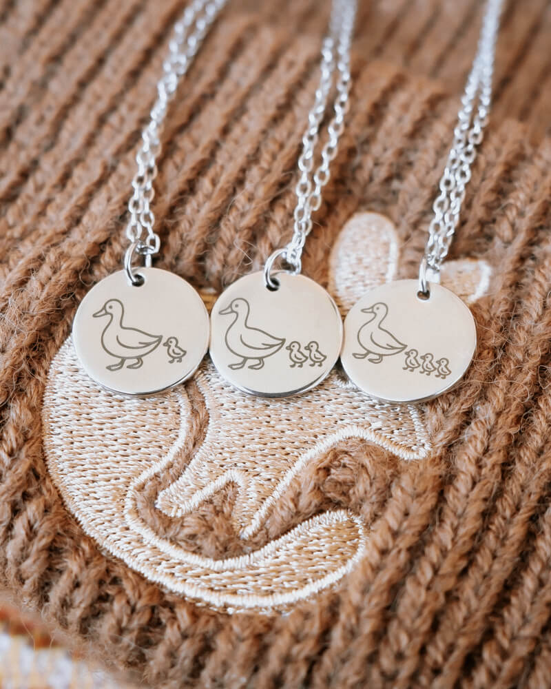 Personalised Custom Engraved Mother Duck Pendant Necklace - Bilby Threads