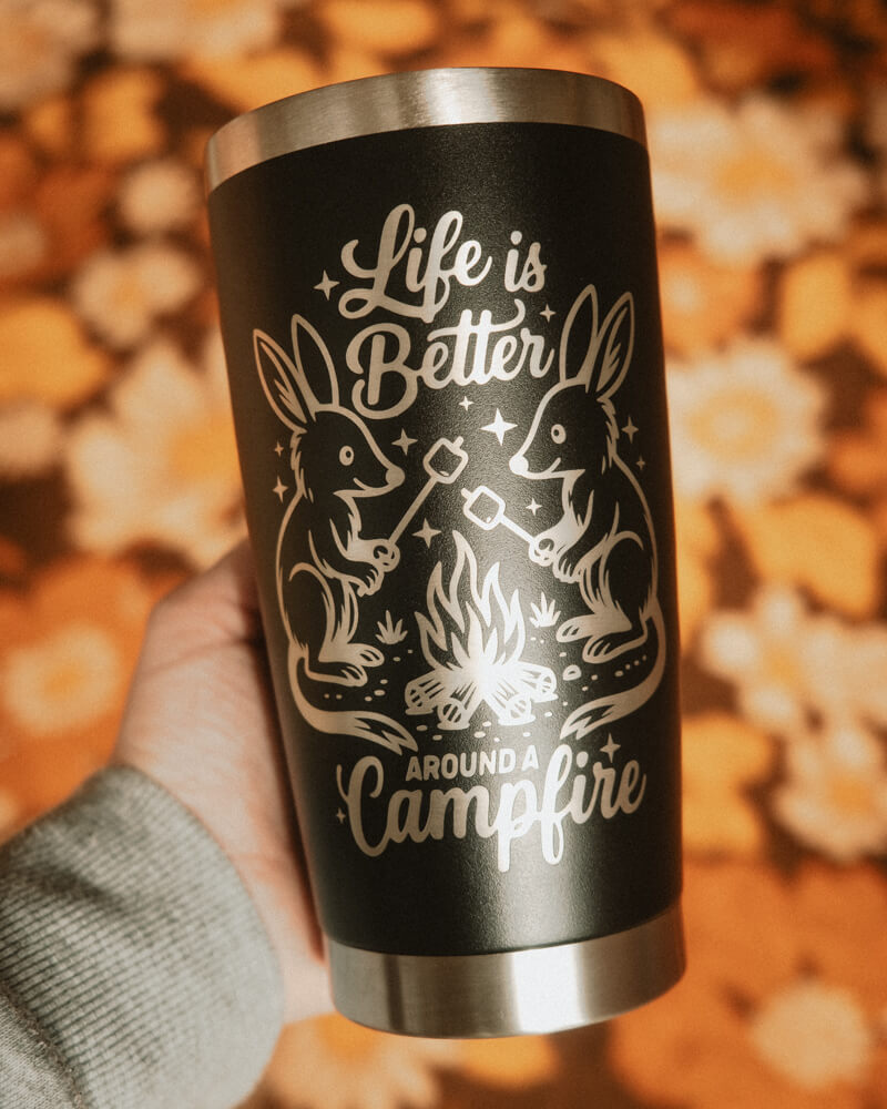 Custom Campfire Tumbler - 20oz Personalised Mug for Outdoor Adventures