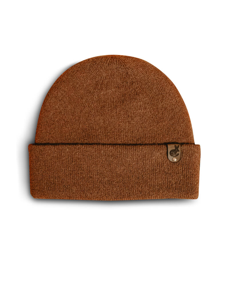 100% Wool Beanie With Custom Leather Tag