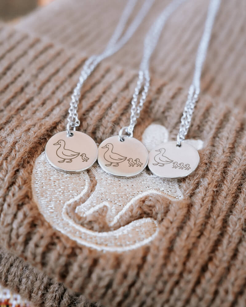 Personalised Custom Engraved Mother Duck Pendant Necklace - Bilby Threads