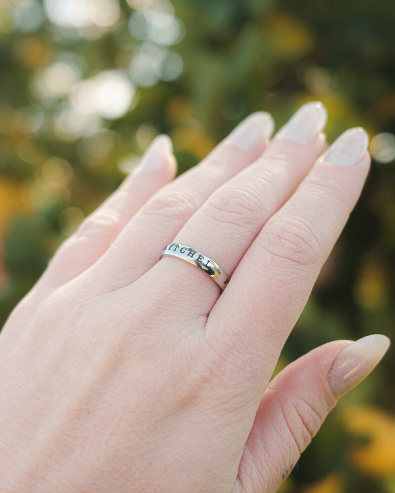 Personalised Engraved Text Ring - Gold or Silver (4mm Band)