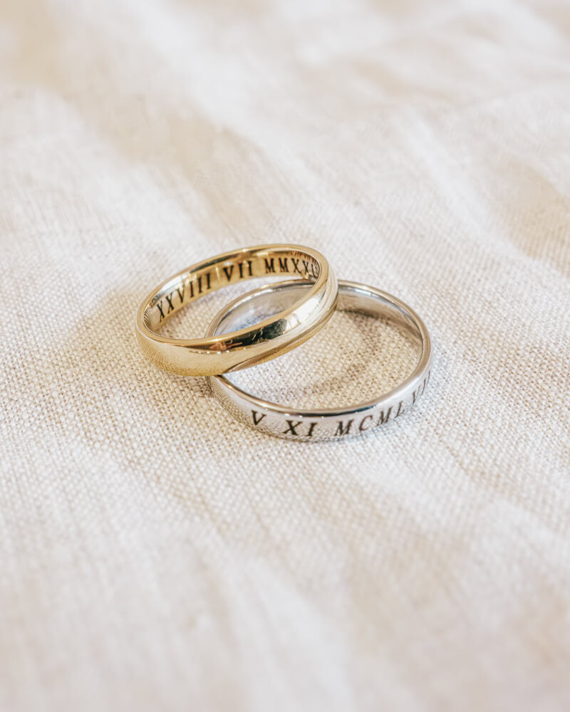 Personalised Engraved Text Ring - Gold or Silver (4mm Band)