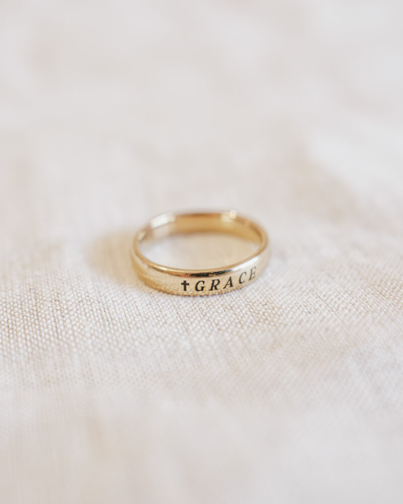 Personalised Engraved Text Ring - Gold or Silver (4mm Band)