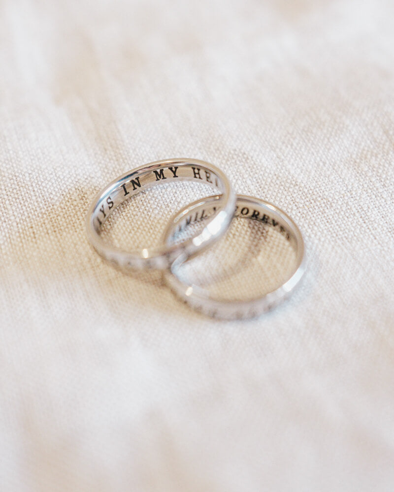 Personalised Engraved Text Ring - Gold or Silver (4mm Band)
