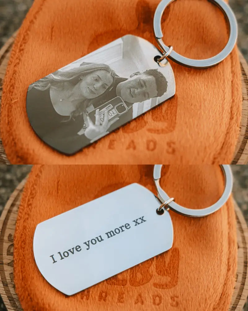 Personalised Stainless Steel Dog Tag Keychain - Engrave Your Photo, Name or Message - Bilby Threads