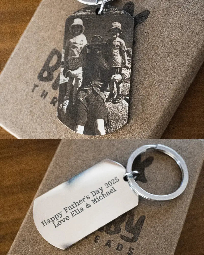 Personalised Stainless Steel Dog Tag Keychain - Engrave Your Photo, Name or Message - Bilby Threads