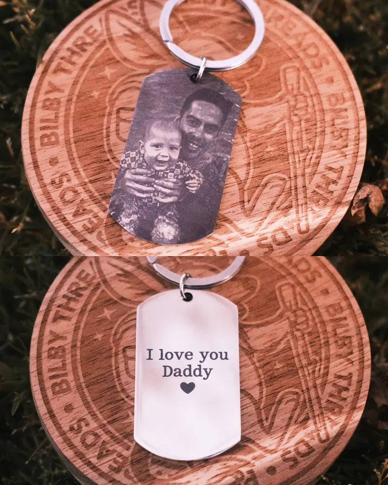 Personalised Stainless Steel Dog Tag Keychain - Engrave Your Photo, Name or Message