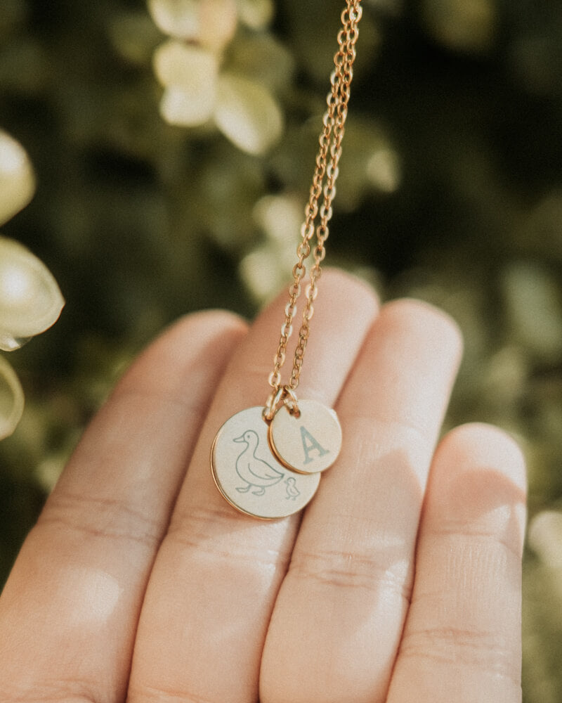 Personalised Custom Engraved Mother Duck Pendant Necklace