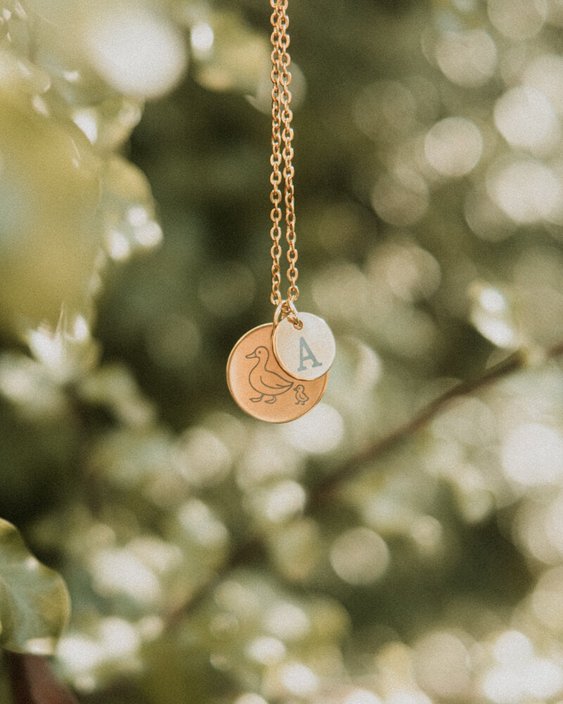 Personalised Custom Engraved Mother Duck Pendant Necklace