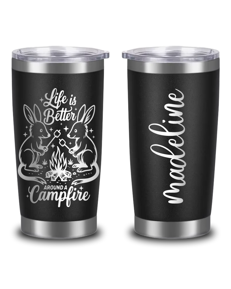 Custom Campfire Tumbler - 20oz Personalised Mug for Outdoor Adventures