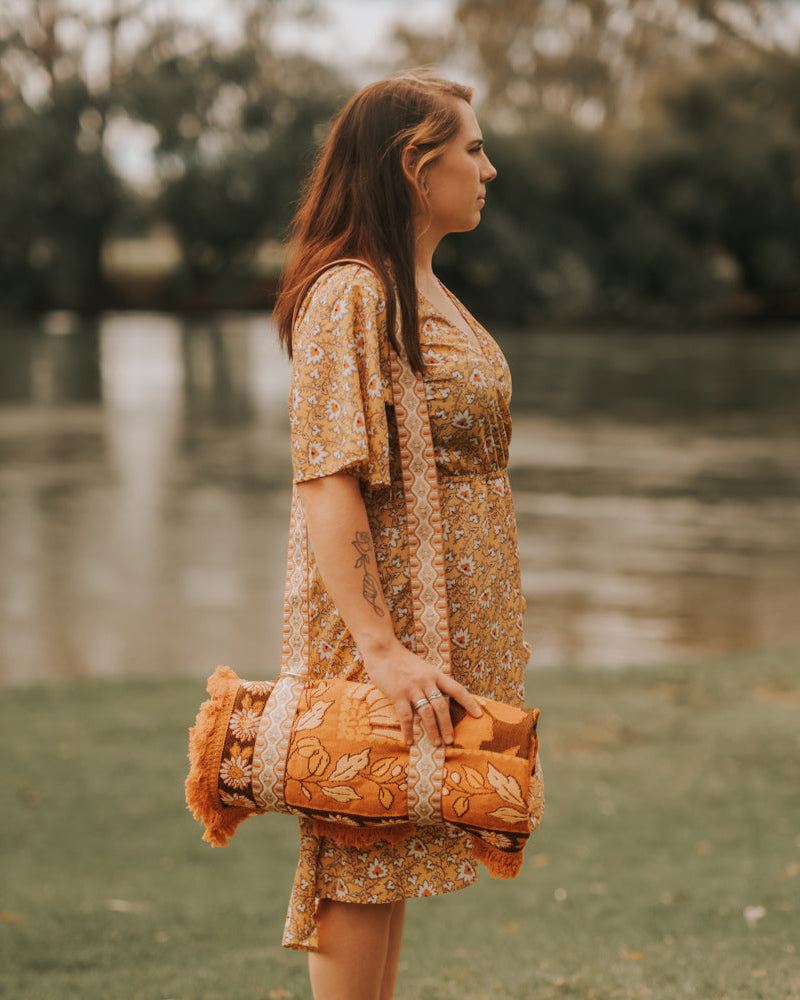 Picnic Rug or Blanket Carry Strap - Dune - Bilby Threads