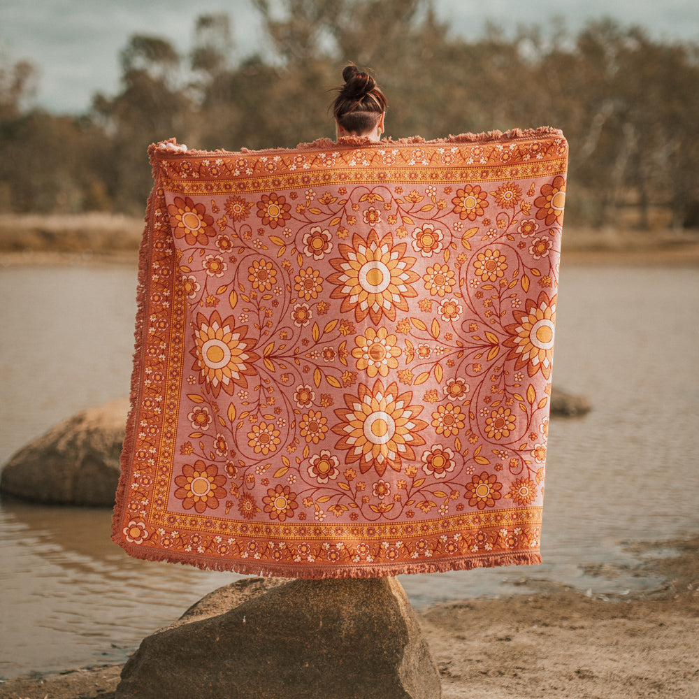 Bloom Woven Picnic Rug - Bilby Threads