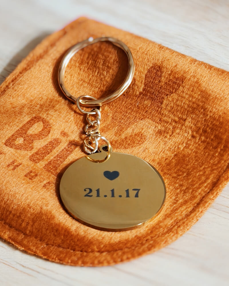 Custom Engraved Coordinates Keychain - Gold Mirror Stainless Steel - Bilby Threads