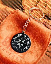 Custom Engraved Coordinates Keychain - Black Stainless Steel - Bilby Threads