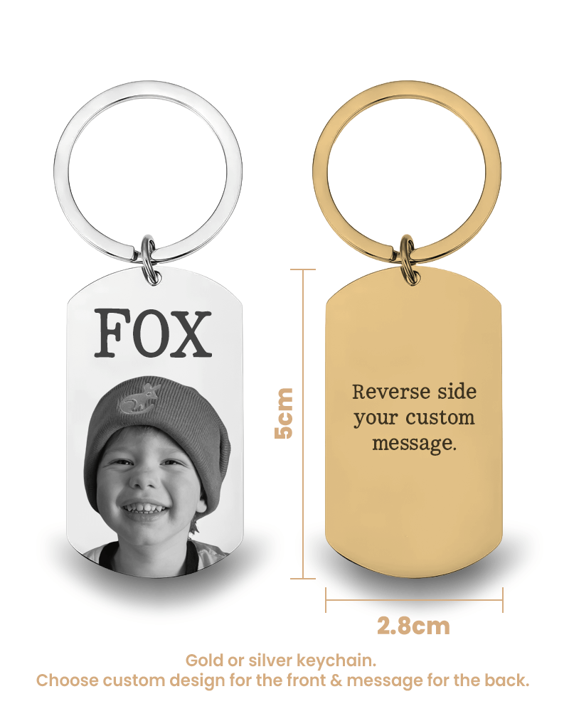 Personalised Stainless Steel Dog Tag Keychain - Engrave Your Photo, Name or Message - Bilby Threads