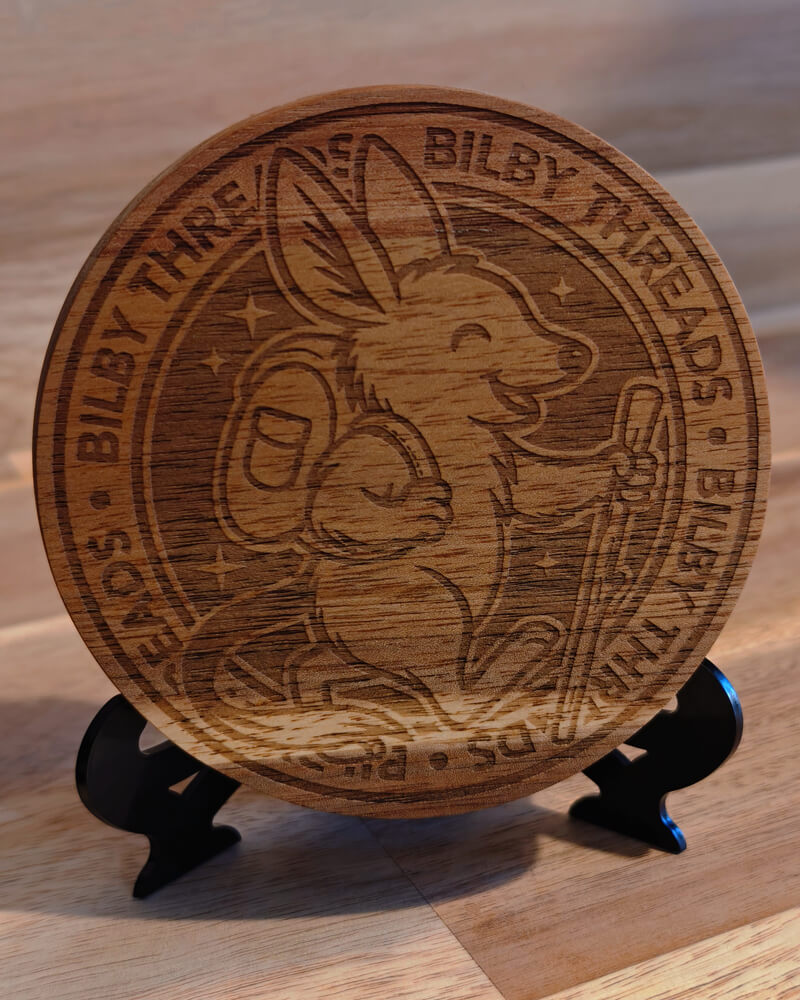 Handmade Custom Personalised Acacia Wood Coasters - Set of 4 - Bilby Threads