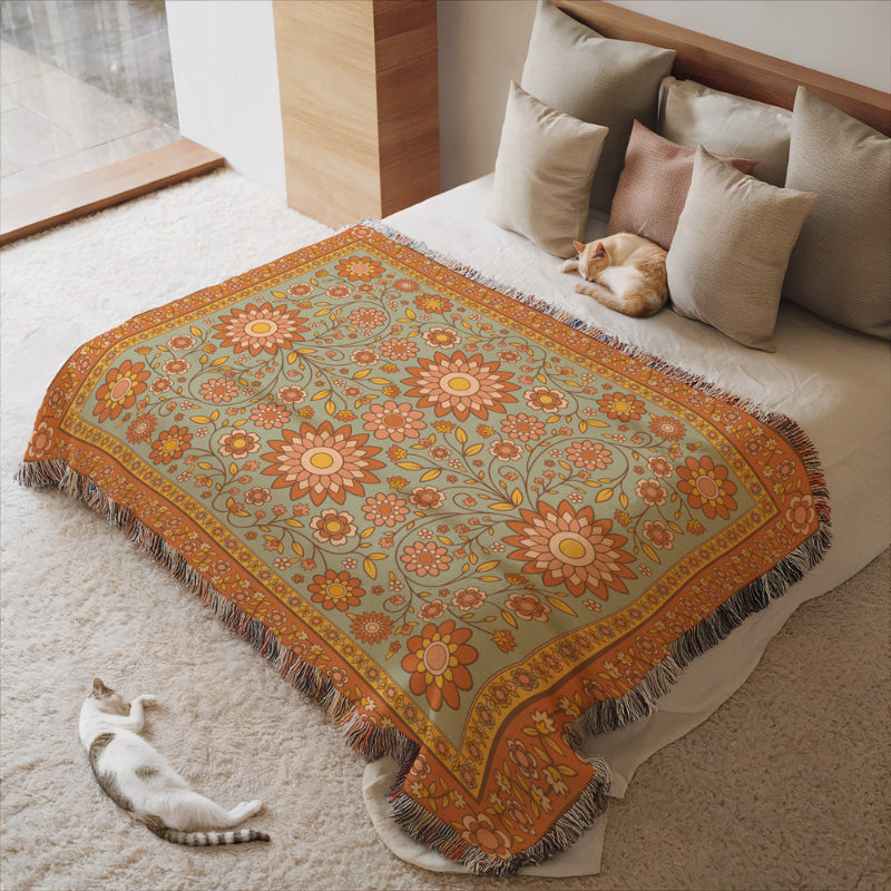 Harvest Bloom - Earth Woven Picnic Rug XL - Bilby Threads