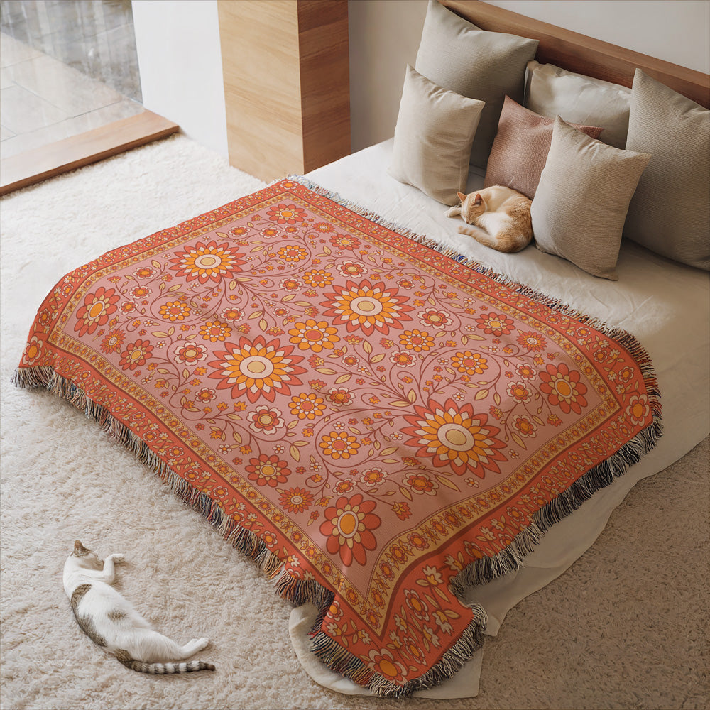 Harvest Bloom - Sunset Woven Picnic Rug XL - Bilby Threads