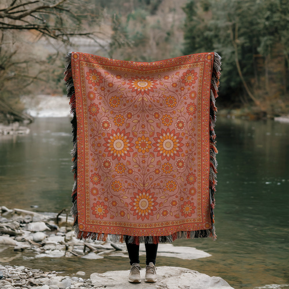 Harvest Bloom - Sunset Woven Picnic Rug XL - Bilby Threads