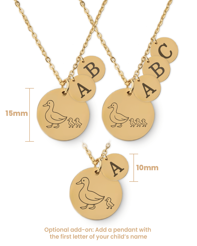 Personalised Custom Engraved Mother Duck Pendant Necklace - Bilby Threads