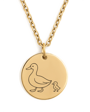 Personalised Custom Engraved Mother Duck Pendant Necklace