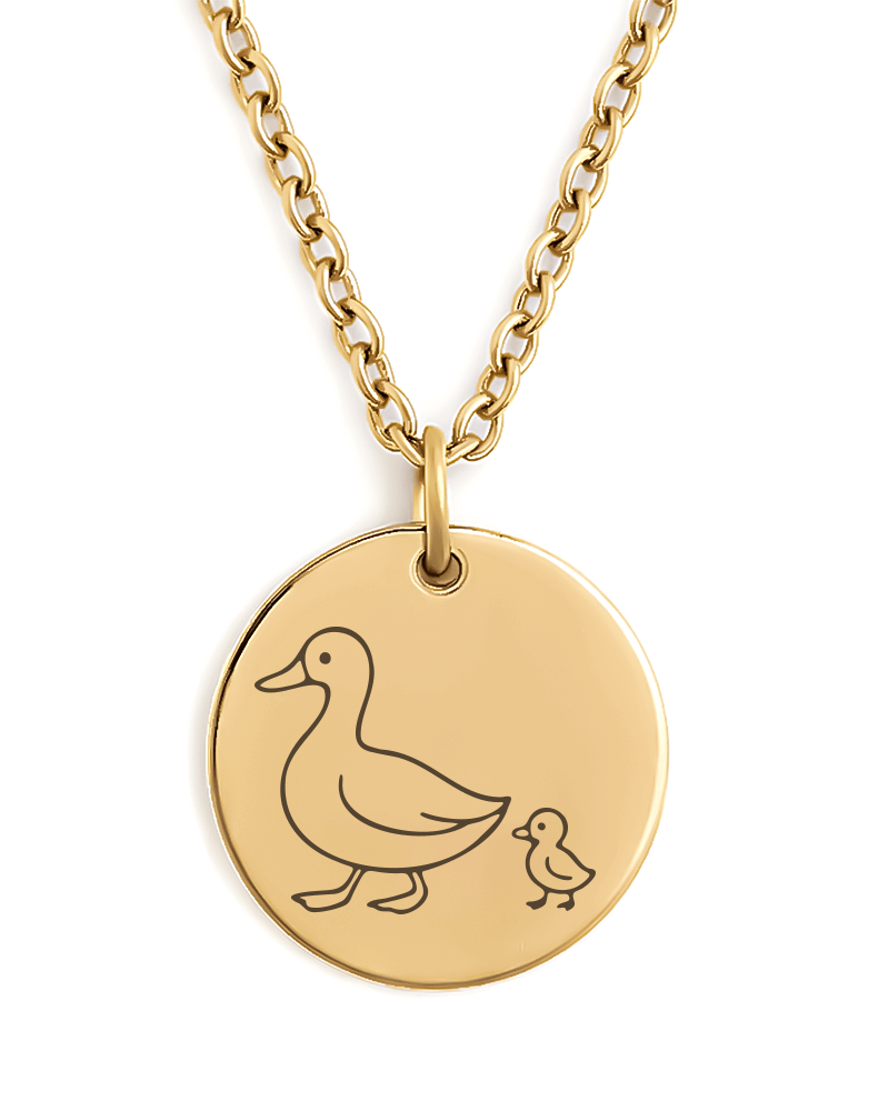 Personalised Custom Engraved Mother Duck Pendant Necklace