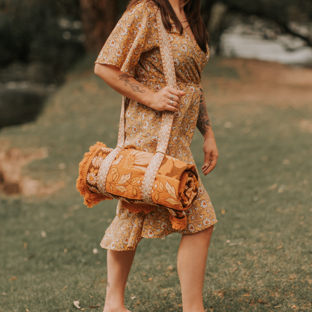 Picnic Rug or Blanket Carry Strap - Dune - Bilby Threads